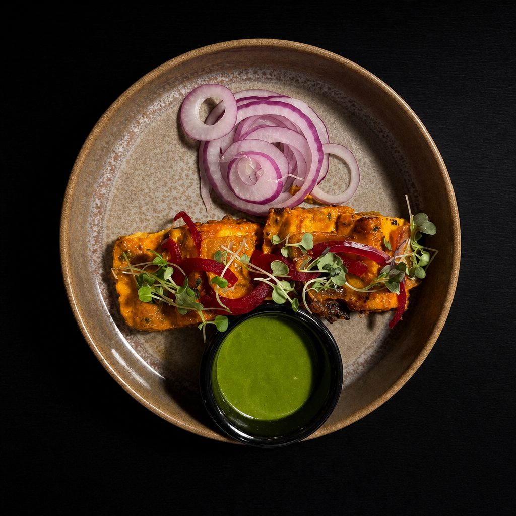 Kesar Paneer Tikka (v, d).