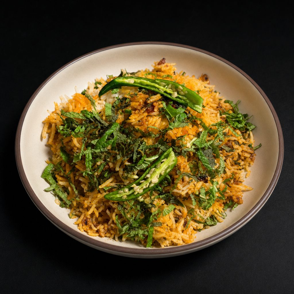 Chicken Tikka Dum Biryani (gf, d).