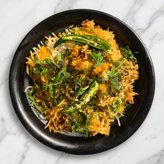 Chicken Tikka Dum Biryani (gf, d).