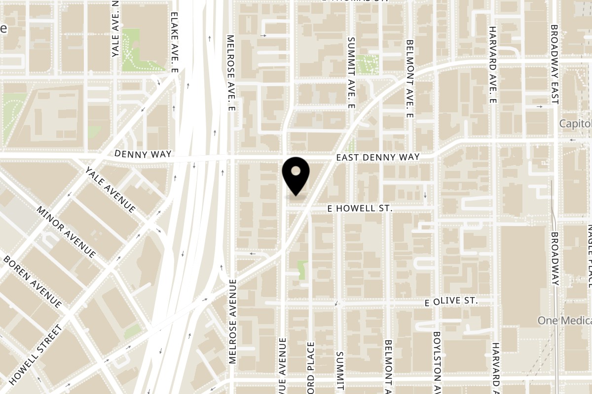 Map showing the location of Aamrai Indian Kitchen And Bar on 1802 Bellevue Ave in Seattle